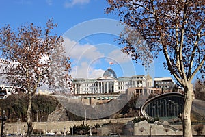 The Presidential Administration of Georgia in Tbilisi in winter