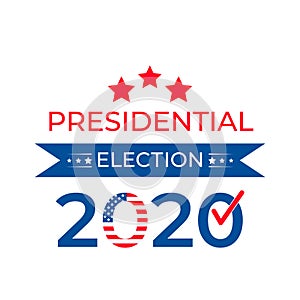 Presidential election 2020 United States of America. USA Red white blue patriotic typography poster. Vector template for banner,