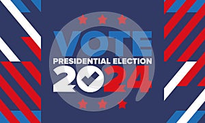 Presidential Election 2024 in United States. Vote day, November 5. US Election. Patriotic american poster. Vector illustration