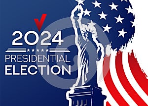 Presidential Election Campaign banner. November 5 is the Vote Day of the US Election 2024. Banner template with Liberty