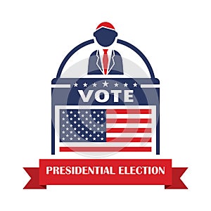 Presidential election label. Vector illustration decorative design