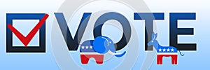 Presidential election in USA 2020 design template. Donkey and elephant symbols of political parties in America. Vector