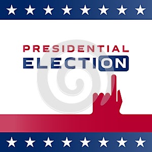 Presidential elections in the United States. Online voting. The finger presses the \