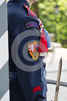 Presidential guard near sentry box in Hradcany, Prague Castle, Czech Republic