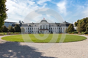 The presidential palace with a garden in Bratislava