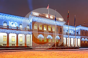 Presidential Palace at night, Vilnius, Lithuania