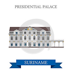 Presidential Palace in Suriname vector flat attraction landmarks