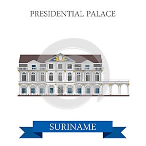 Presidential Palace in Suriname vector flat attraction landmarks photo