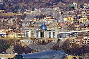 Presidential Palace in Tbilisi. Photos in the winter. The Palace is built in the style of classicism or Neoclassicism.