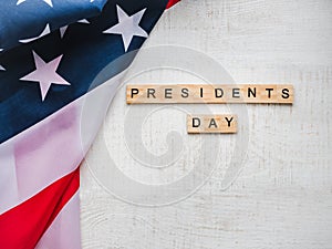 Presidents ` Day. Beautiful greeting card. Top view