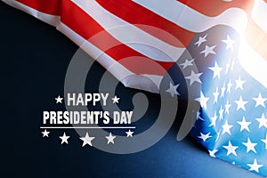 Presidents day celebrate on america flag background photo