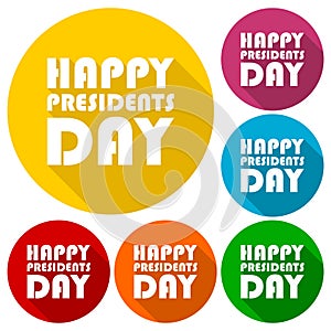 Presidents Day EPS 10 vector stock illustration icons set with long shadow