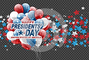 Presidents day sale background overlay. American flag colors blue, red, and white stars.