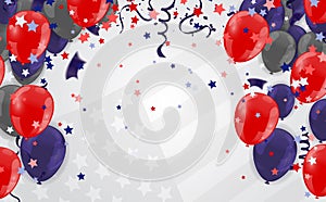 Presidents day sale, party banner with Balloons background. Happy President`s Day Sale banner