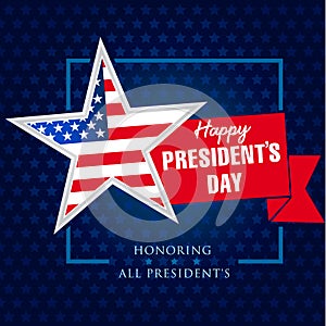 Presidents day star and ribbon banner template