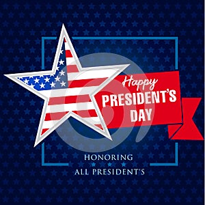 Presidents day star and ribbon banner template photo