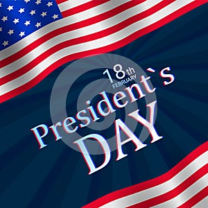 Presidents ' Day in the United States. Patriotic background with flag for Happy Presidents Day. Square vector banner.