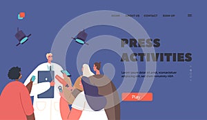 Press Activities Landing Page Template. Medical Mass Media Announcement, Press Conference, Health Care Live News