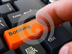 Press Button Booking on Black Keyboard