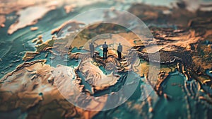 Press conference after global political summit with key spokespersons