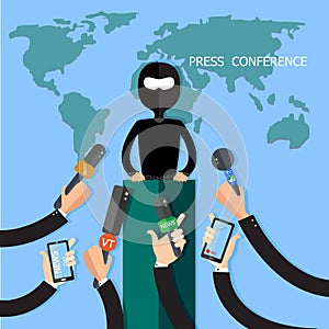 Press Conference, Microphone, Interview, Mass Media, Global Communication, Broadcasting with thief