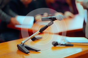 Press Conference Microphone in a Meeting Room