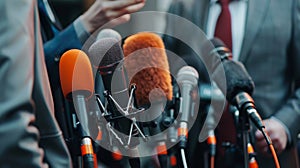 The press conference setup. AI generated