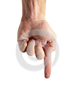 Press - Finger Pointing Down (with clipping path) photo
