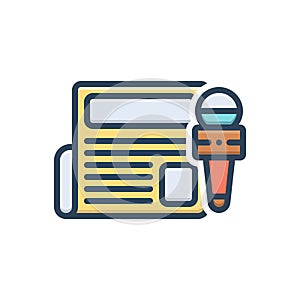 Color illustration icon for Press, journalist and media photo