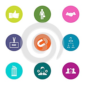 Press icons set, flat style