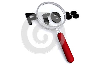 Press with magnifying glass