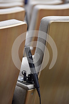 Press microphone in a conference room