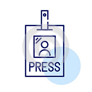 Press pass in a holder. ID badge for news reporters. Pixel perfect icon