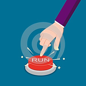 Press the red run button. Startup concept. vector