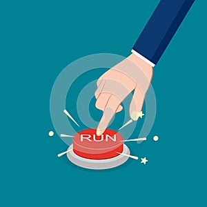Press the red run button. startup concept vector