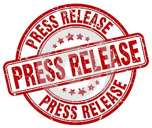 Press release red grunge round vintage stamp