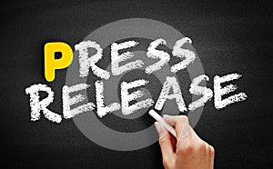 Press Release text on blackboard