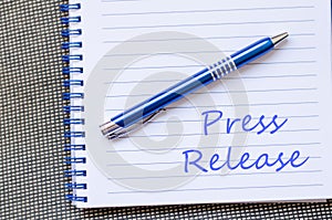 Press release write on notebook