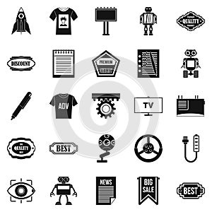 Press room icons set, simple style