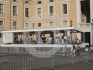 Press stand pavillion in St Peter square