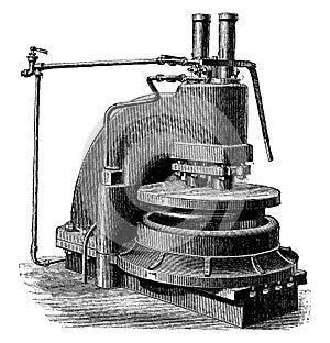 Press to fold the edges of the tube sheets, vintage engraving