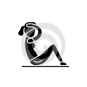 Press workout black icon, vector sign on isolated background. Press workout concept symbol, illustration
