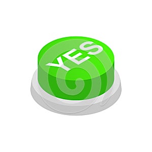 Pressbutton YES icon, isometric 3d style