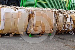 Pressed boxes made of cardboard wooden pallet to recycle waste paper recycling