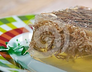 Pressed cakes of fatty pork.