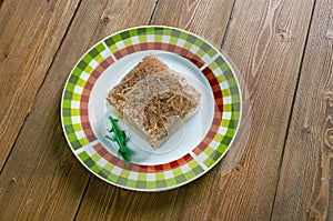 Pressed cakes of fatty pork.