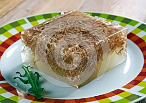 Pressed cakes of fatty pork.