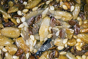 Pressed sunflower seeds candied in sweet syrup