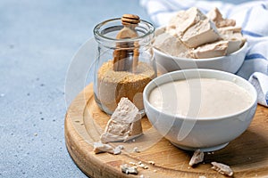 Pressed yeast, dry yeast and active sourdough starter