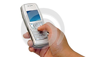 Pressing the cell phone's buttons